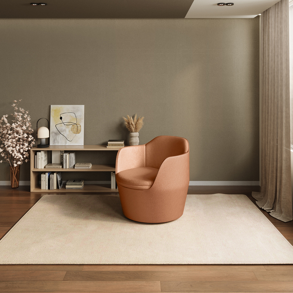 Raffin Swivel Engineered Wood Living Room Chair (Finish Color - Cinnamon, Knock Down)