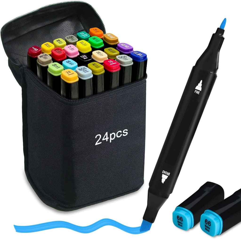 corslet 24 pcs colors dual tip art markers coloring alcohol based colored pens