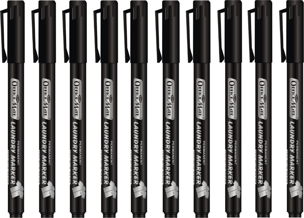 soni officemate laundry markers black color pack 10