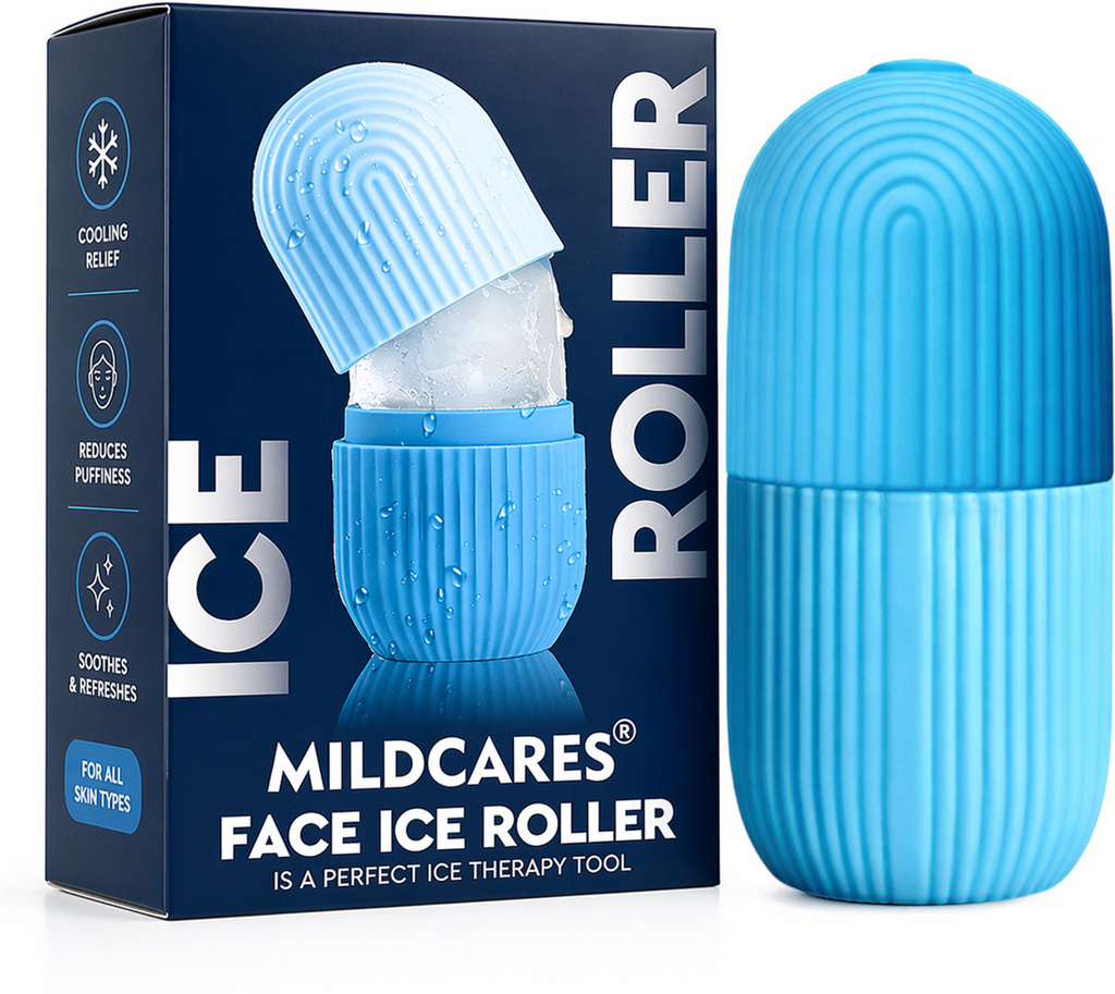MILDCARES Ice Roller for Face, Eyes & Body | Silicone Facial Massager for Glowing Skin, Puffiness, Acne, Pores, Wrinkles, Relaxation & Daily Skincare Routine, Pack Of 1 Massager
