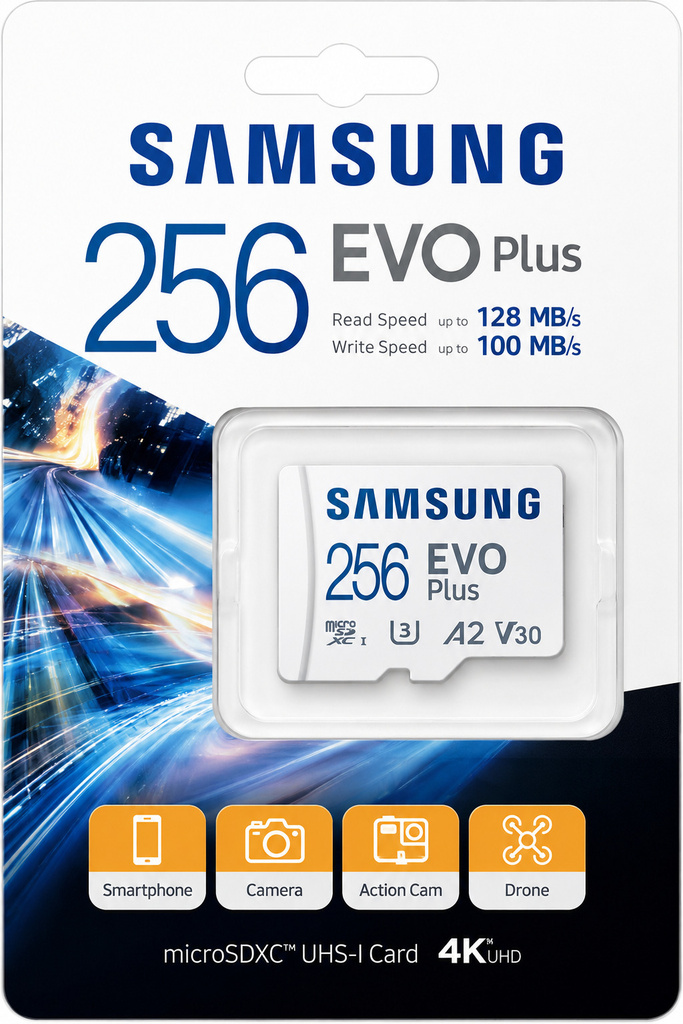 SAMSUNG MB-MC256KA-130 Mbps Evo Plus Class 10 256 GB Evo Plus 256 GB MMC Micro Card Class 10 129 MB/s  Memory Card Compatible with Camera, Computer, Gaming Console, Mobile, Tablet