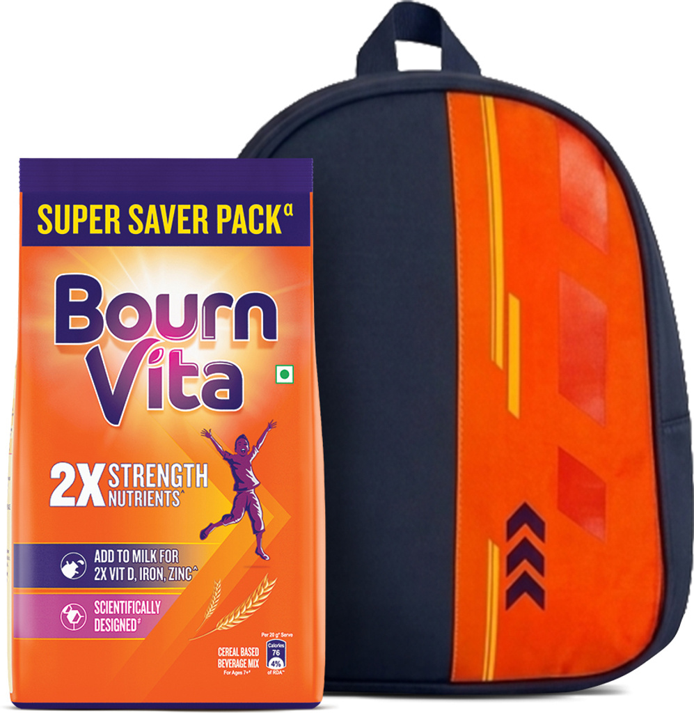 Bournvita Chocolate Nutrition Drink Pouch with School Bag
