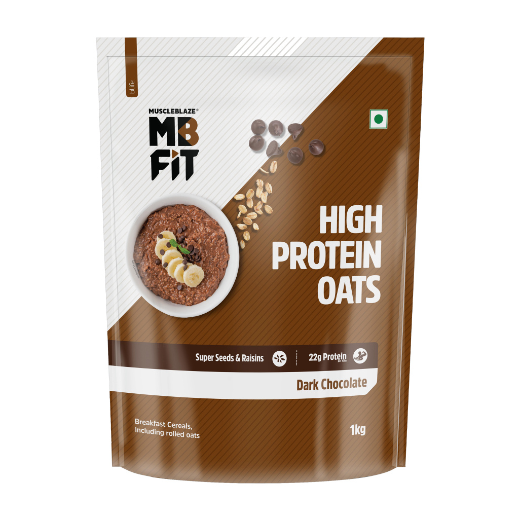 MUSCLEBLAZE High Protein Oats, Gluten Free, Dark Chocolate Pouch