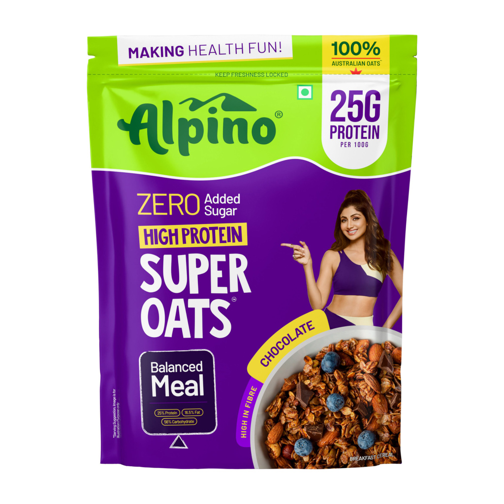 ALPINO High Protein Super Oats Chocolate 25% Protein Rolled Oats, No Added Sugar Pouch