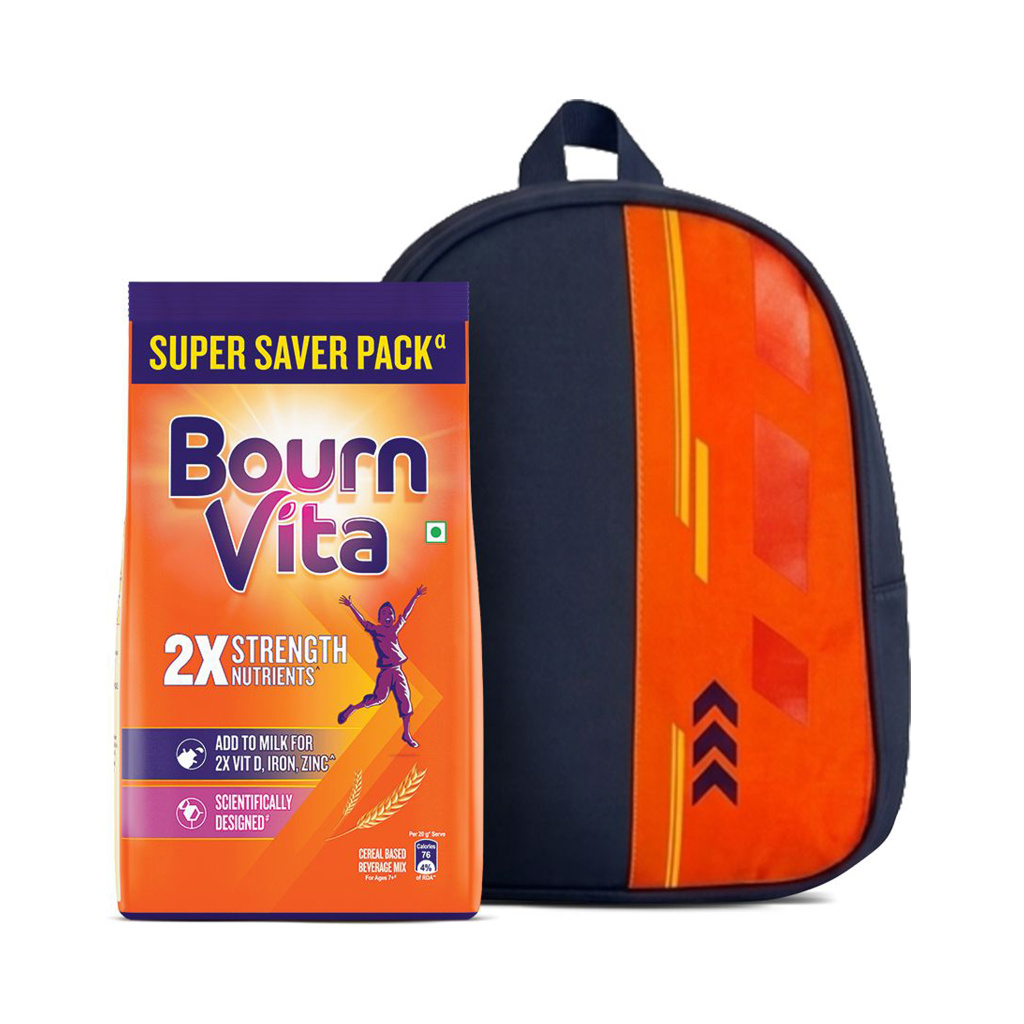 Bournvita Chocolate Nutrition Drink Pouch with School Bag