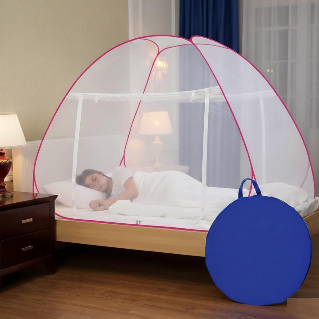 Alciono Foldable Machardani for Single Bed (Size: LBH-6.6 X 3.9 X 4.3 Ft) Polyester Washable Adults Mosquito Net