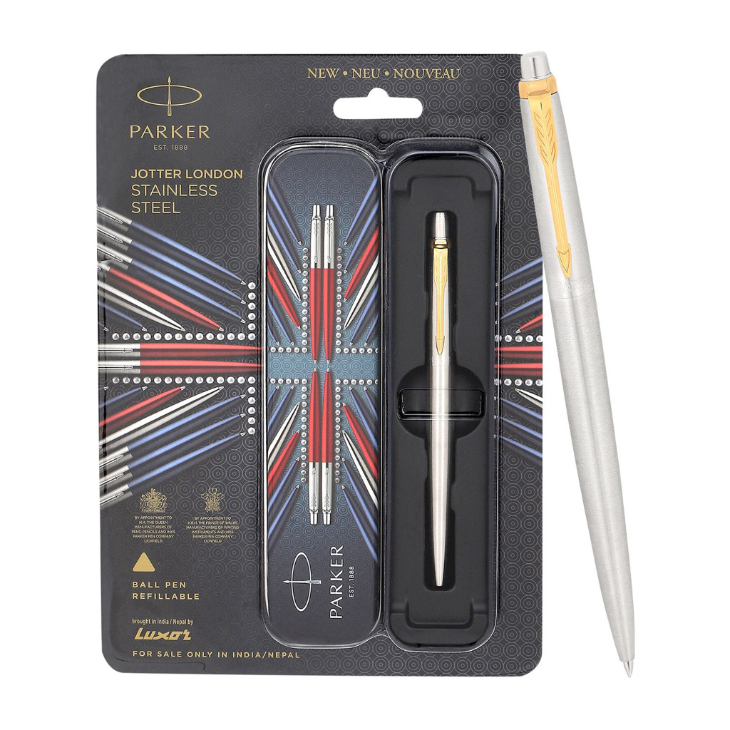 PARKER Jotter Stainless Steel, Gold Trim Ball Pen