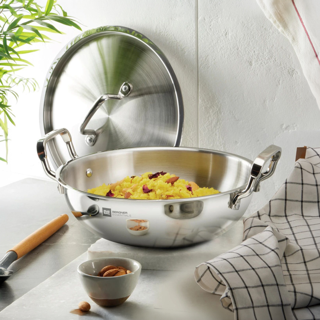 BERGNER Tripro Kadhai 24 cm diameter with Lid 2.5 L capacity