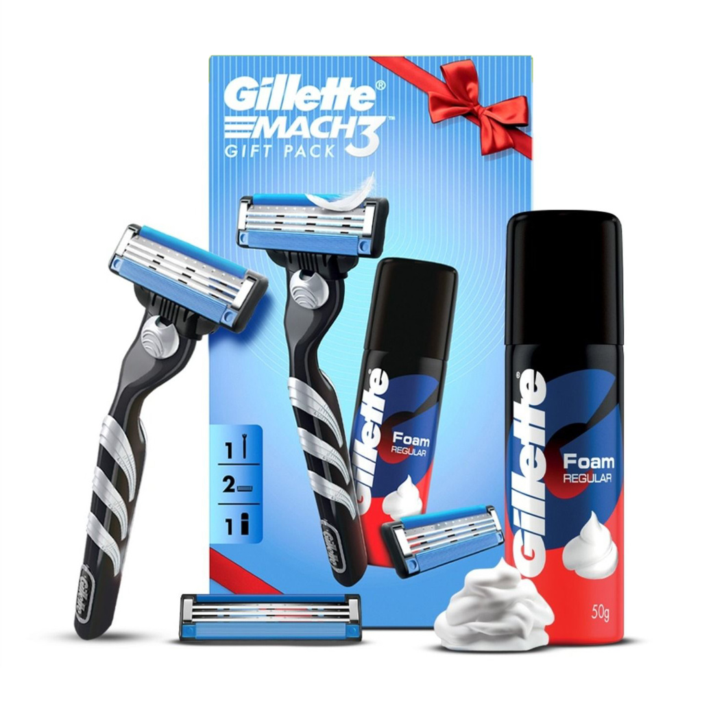 Mach3 Shaving Kit razor (1 handle + 2 cartridge + 1 shaving foam), Men