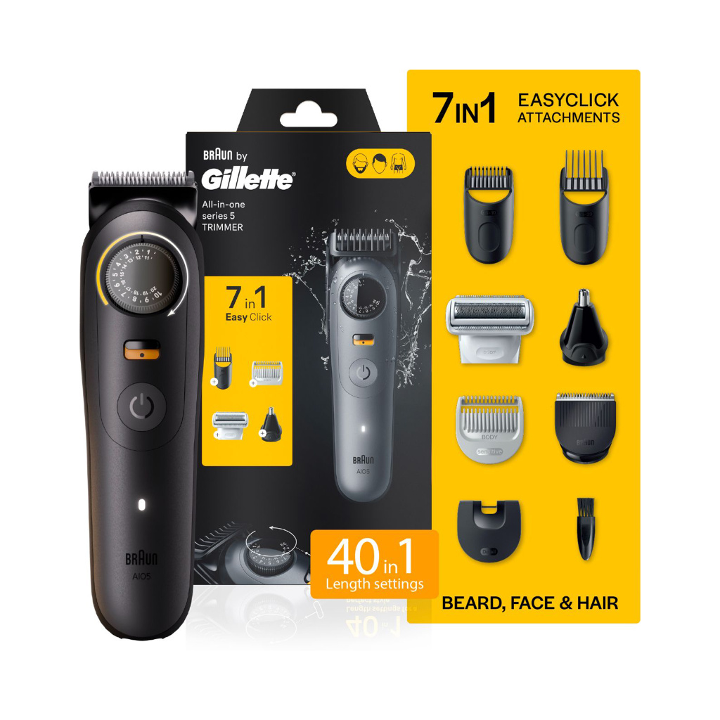 Gillette AIO5 Trimmer 120 min  Runtime 40 Length Settings