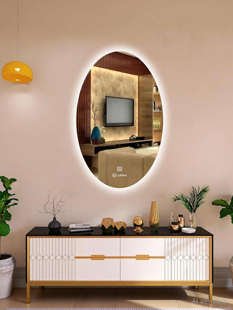 luppra 12x18 inch oval led light wall decor makeup room bathroom mirror
