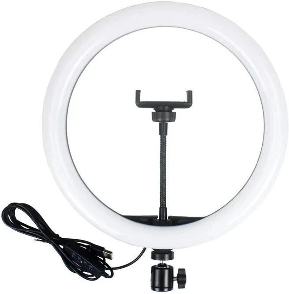 BROLAVIYA 10 Inch LED Ring Light, 3 Level Brightness Dimmable with 360 Knob,Mobile Bracket Mobile Holder