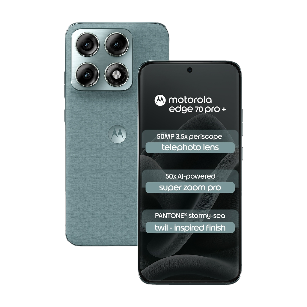 MOTOROLA Edge 70 Pro+ (Twill Inspired PANTONE Stormy sea (Green), 256 GB)