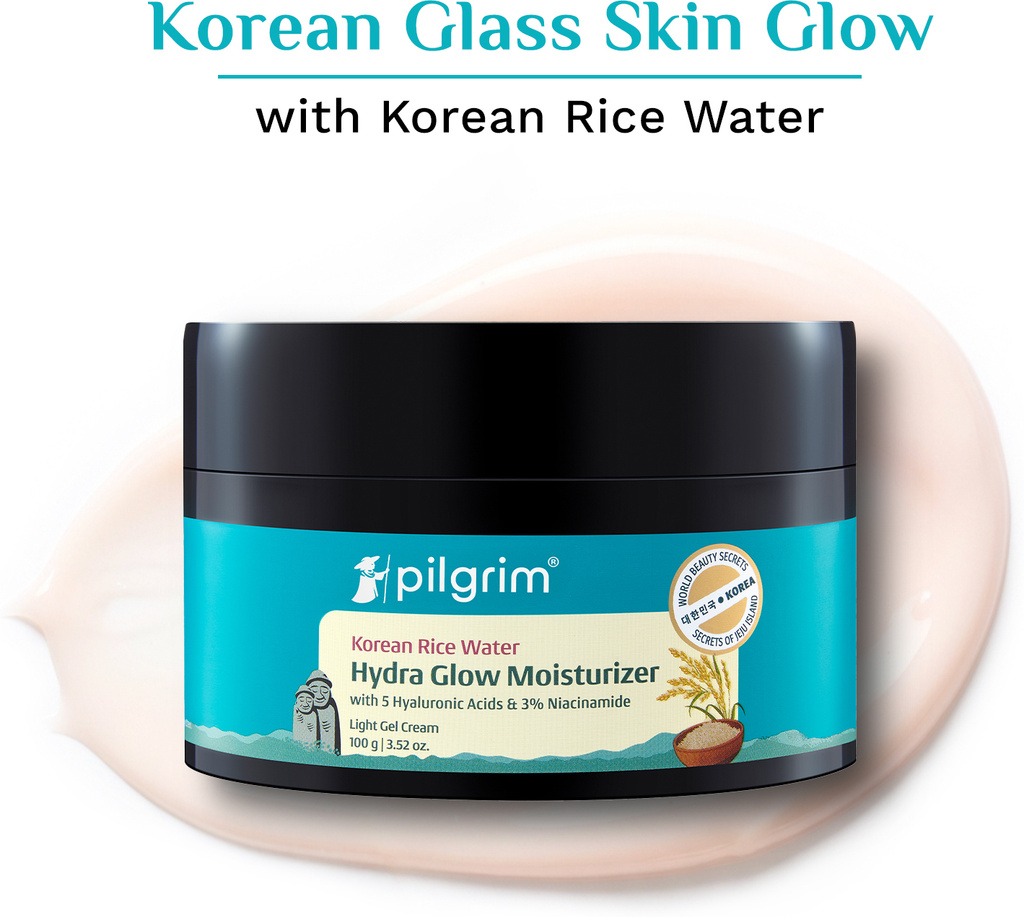 Pilgrim Korean Rice Water Hydra Glow Moisturizer|Light Gel & Instant Glass Skin Glow