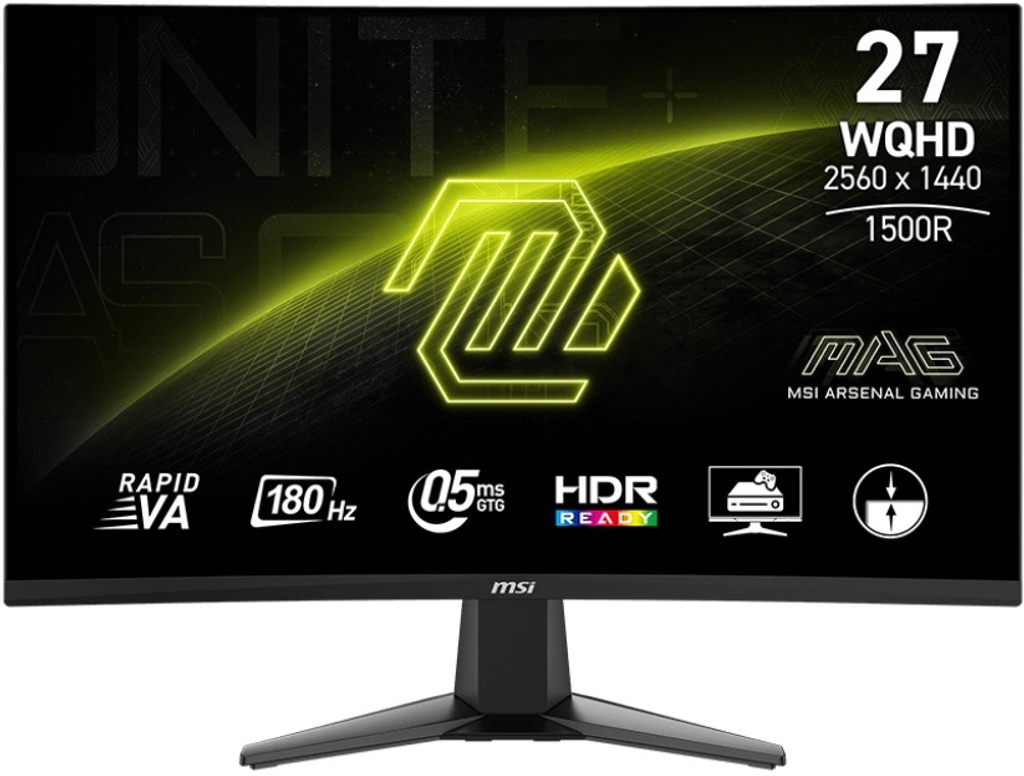 MSI MAG series 68.58 cm (27 inch) Curved WQHD LED Backlit VA Panel with Anti-Flicker Technology, VESA Mountable, 105% SRGB, Smart Crosshair, 1500R Curvature, Tilt Adjustable Gaming Monitor (MAG 27CQ6F)