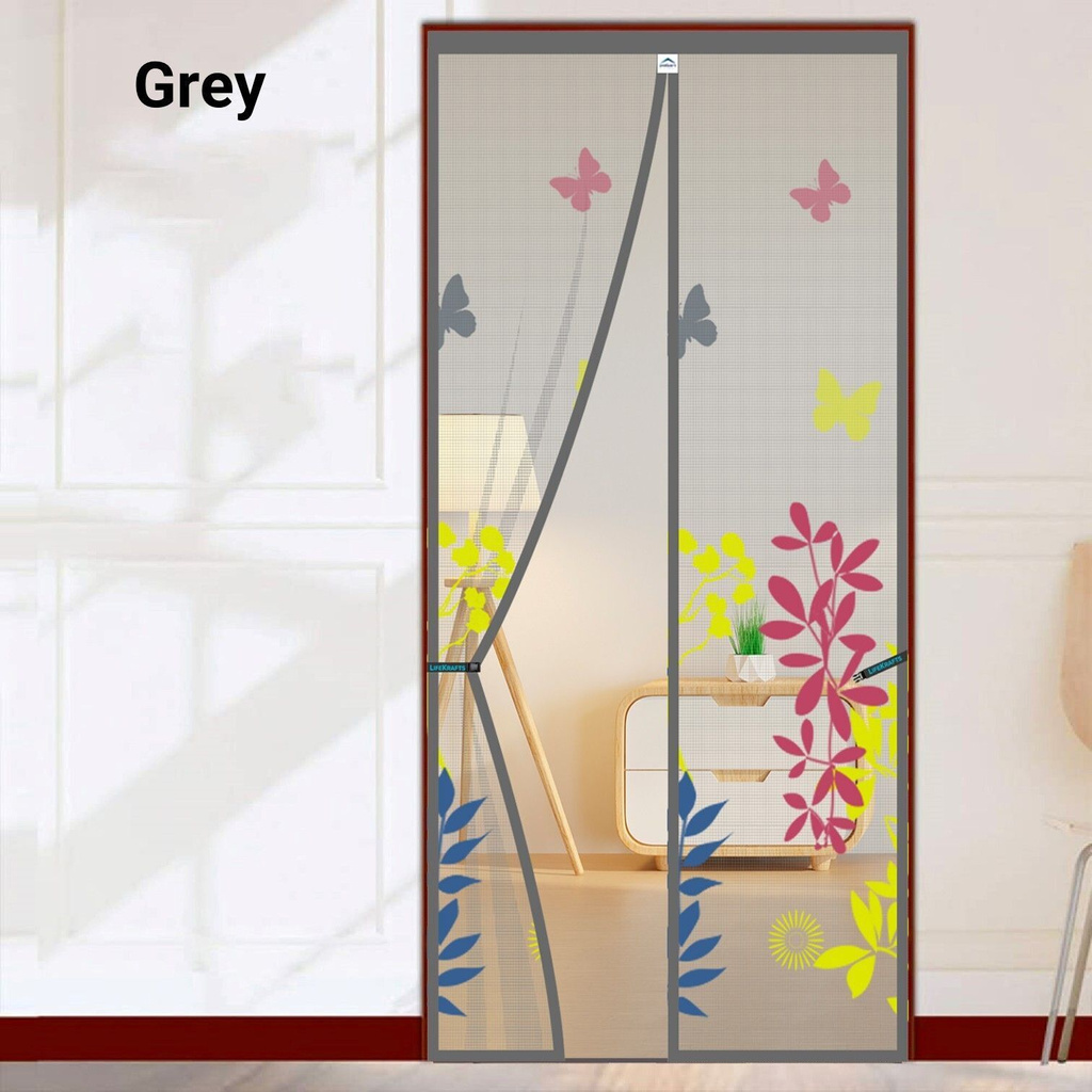 lifekrafts door mosquito net magnets color floral pattern grey background polyester washable adults