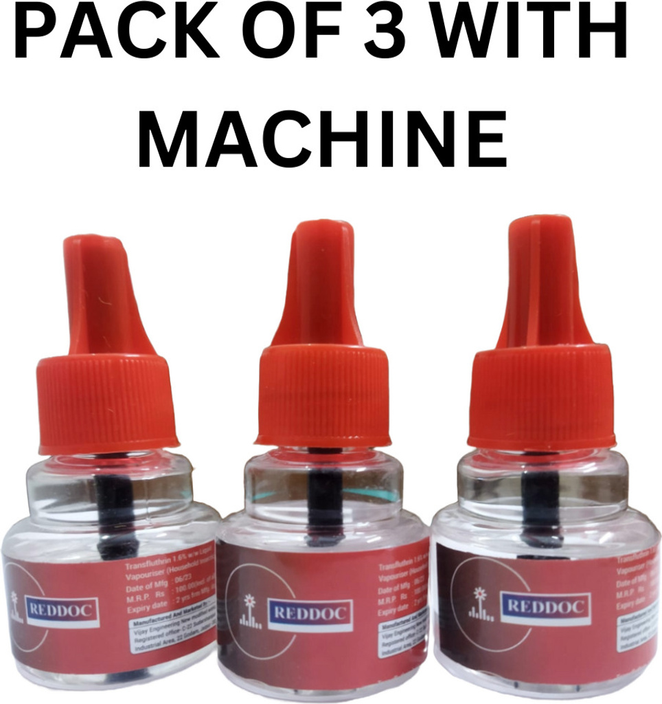 Herbal Mosquito Repellent Pack of 3 With Machines RED Mosquito Vaporiser Refill (3 x 225 ml)
