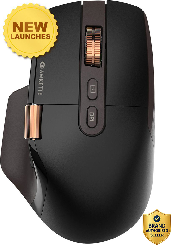 AMKETTE XS Series Flow 2 Speed Programmable Multi-Device 8000 DPI Rechargeable Ergonomic Optical Mouse