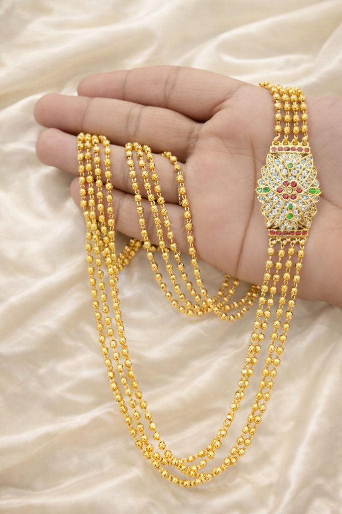 Varnam Fashions CHANDRA HARAM Gold-plated Plated Brass Layered