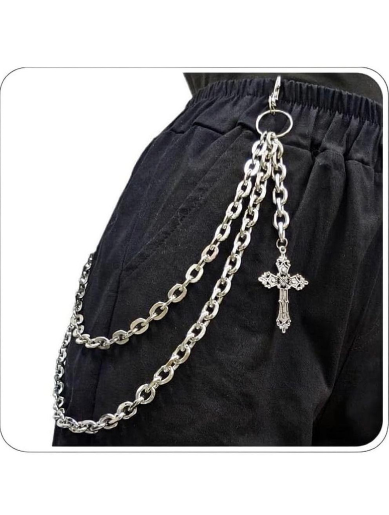 tiyaaz 2 layer jesus cross rope style jeans chain stainless steel
