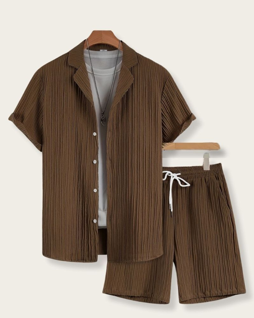 HARI TRENDZ CLOTHING Men Solid Brown Night Suit Set