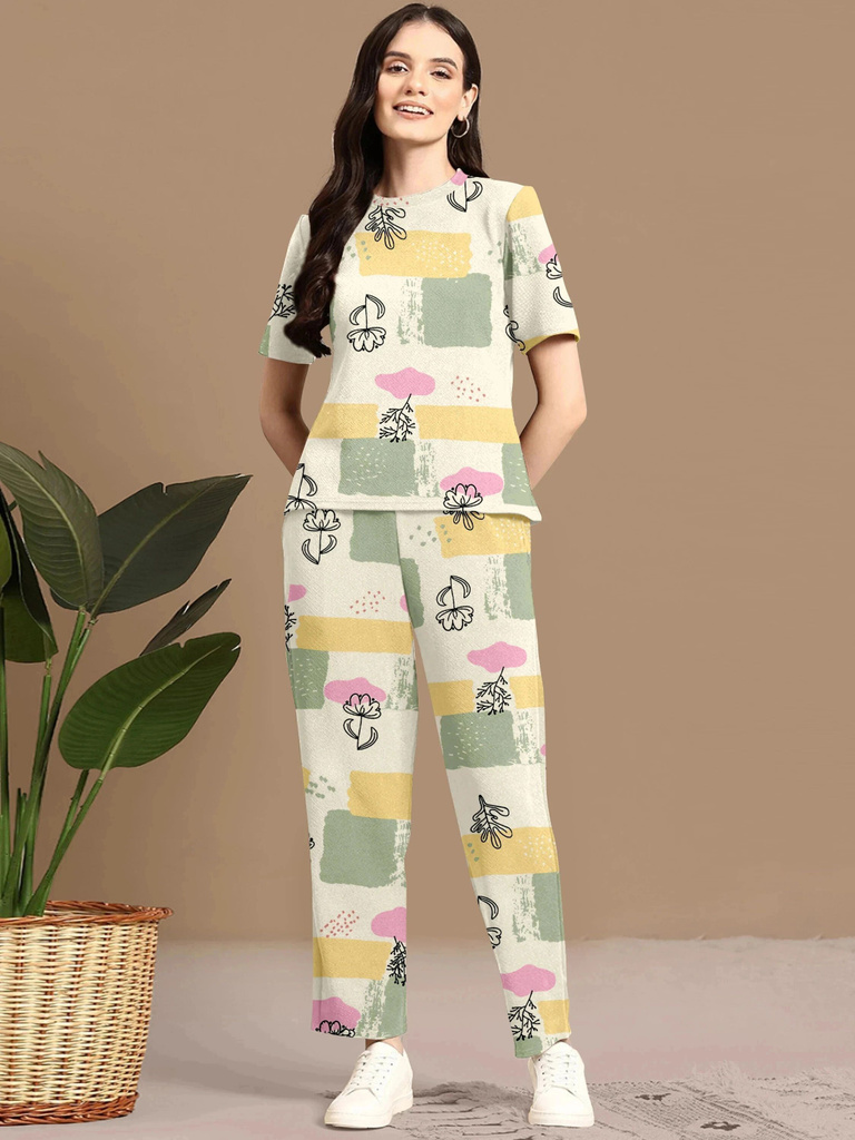 BelleBird Women Printed Multicolor Night Suit Set