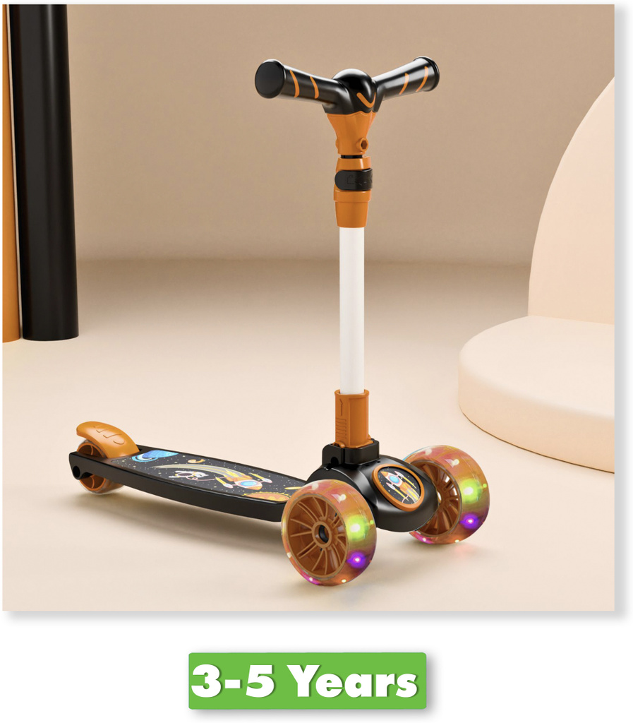 miss chief spartan rocket 3 wheel kick scooter foldable led wheels adjustable height