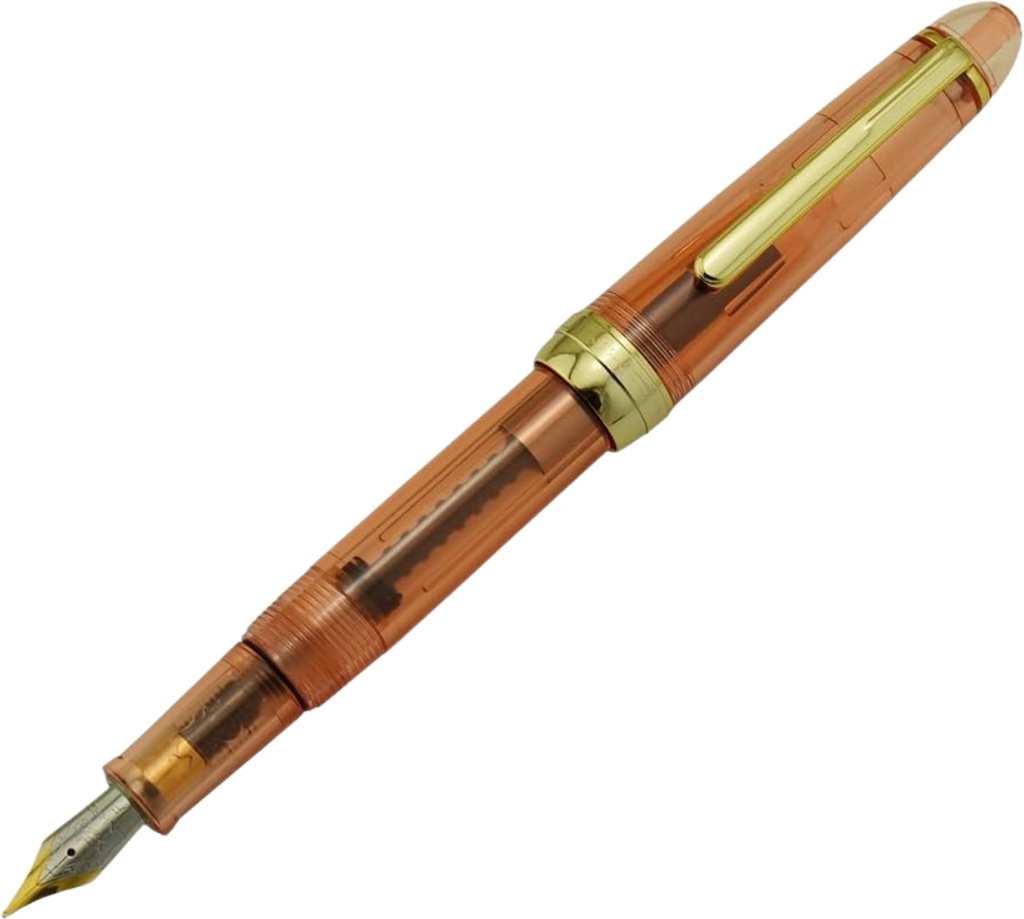 gold leaf jinhao 992 transparent brown fountain pen converter fine nib trim
