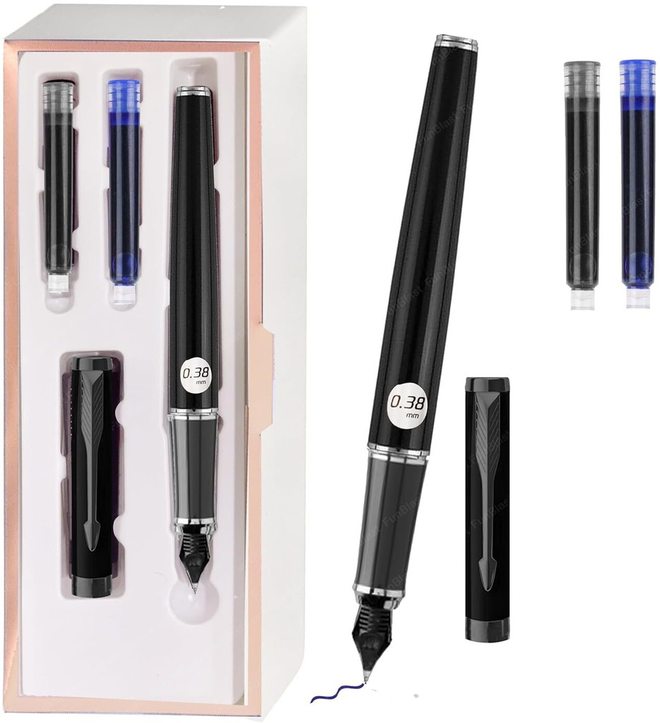 samvardhan fountain pen students iridium tip nib refillable 2 refills
