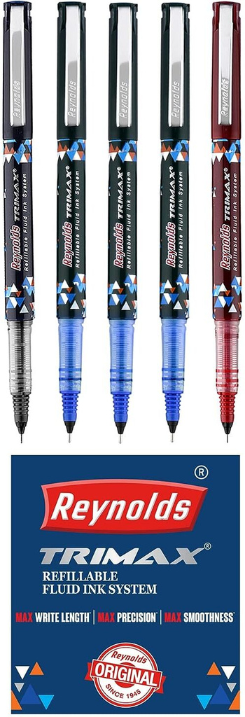 Trimax Roller Ball Pen (Pack of 5, Ink Color - Multicolor)