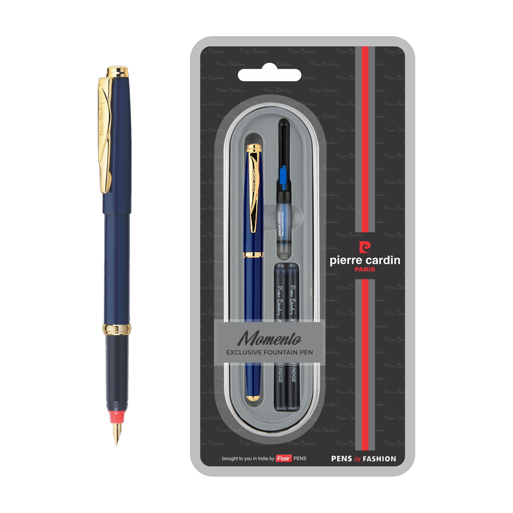 pierre cardin momento fountain pen set blue body