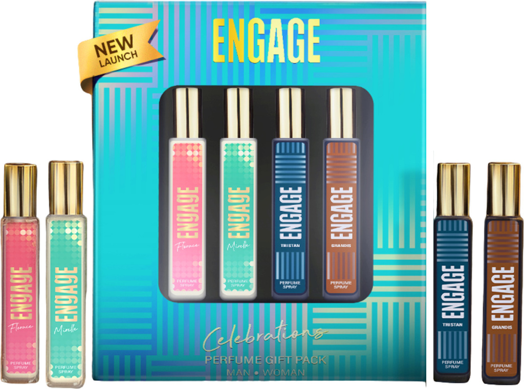 Engage Celebrations Perfume Gift Pack for Men & Women 25ml x4, Long Lasting, Gift Set Perfume - 100 ml