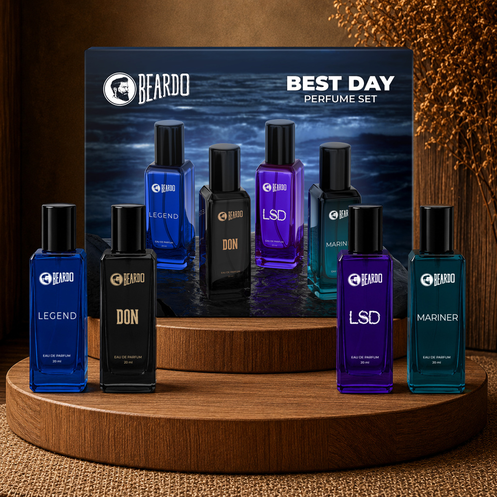 BEARDO Best Day Perfume Gift Set | Strong & Long Lasting|Fresh & Aquatic|Gift 4 x 20 ml Eau de Parfum  -  80 ml