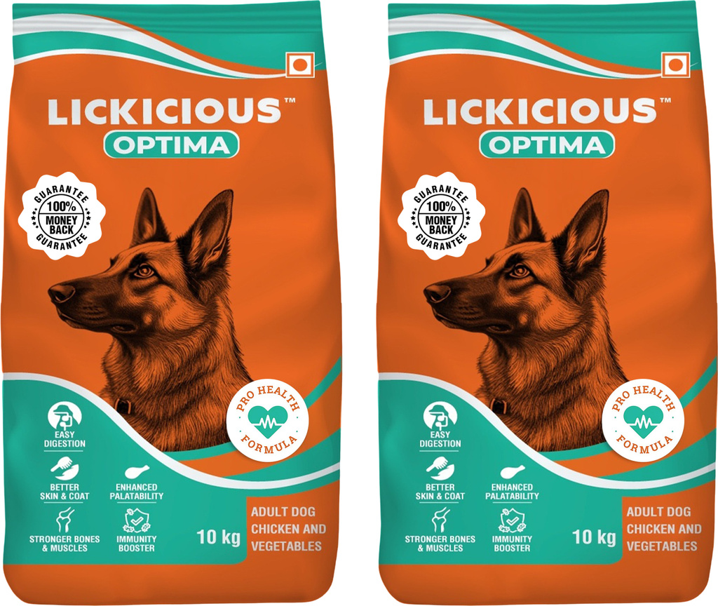 Optima Dog Food | Complete & Balanced Nutrition | Great Taste & Easy Digestion | Chicken, Vegetable 20 kg (2x10 kg) Dry Adult Dog Food