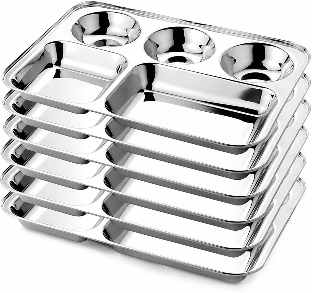 nirton Premium Stainless Steel 5 Compartment Dinner Plate Dinner Plate