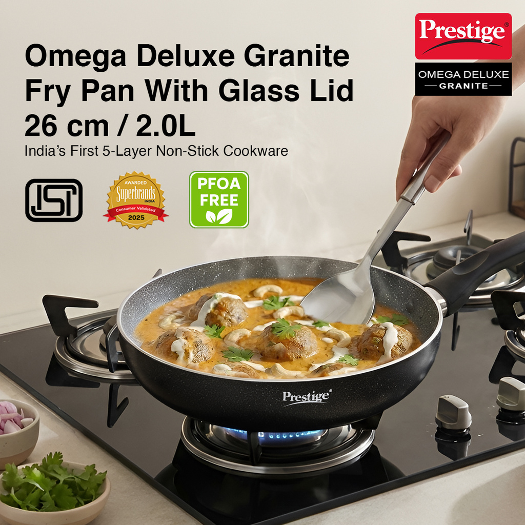 Prestige Granite Fry Pan 26 cm diameter with Lid 1.4 L capacity