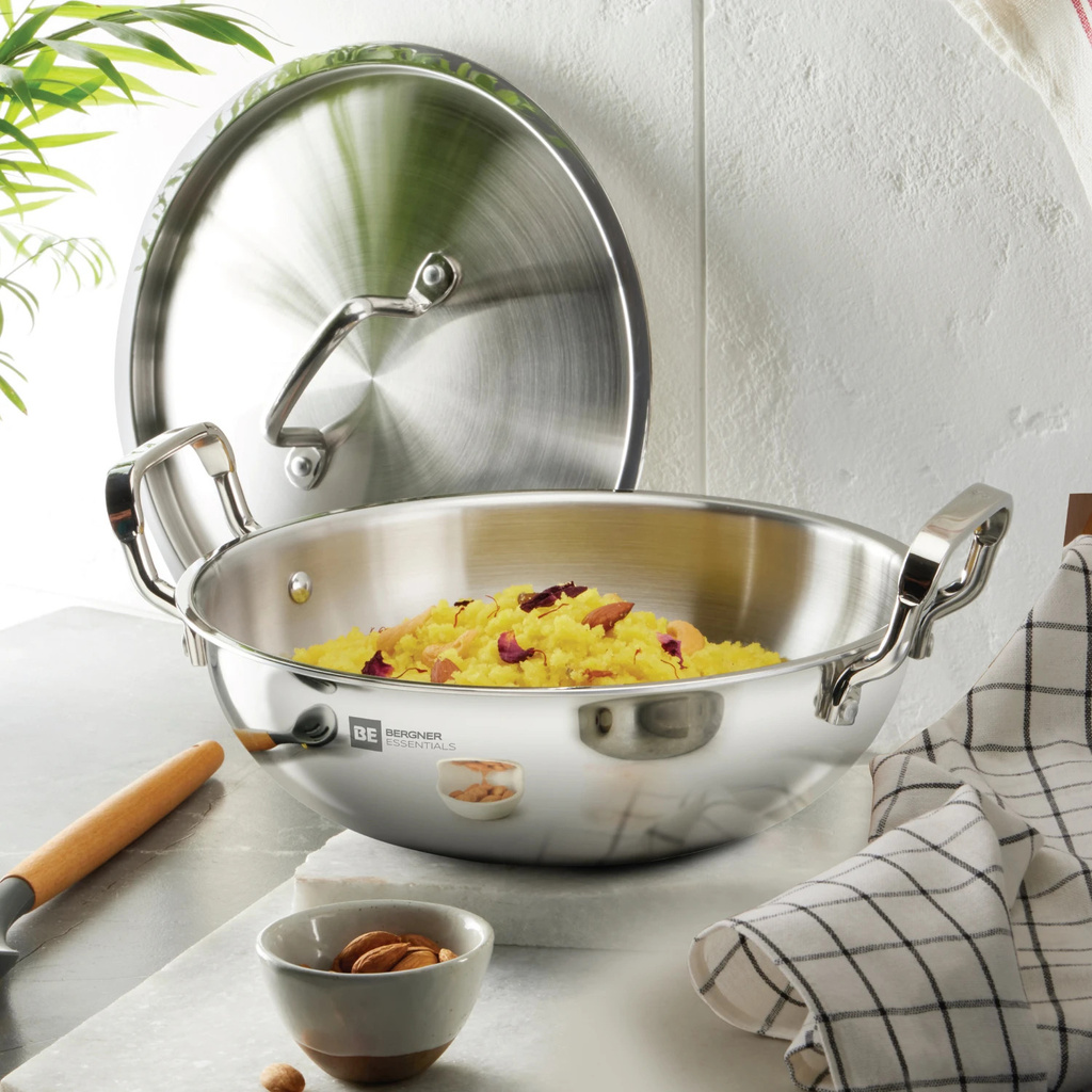 BERGNER Tripro Kadhai 24 cm diameter with Lid 2.5 L capacity