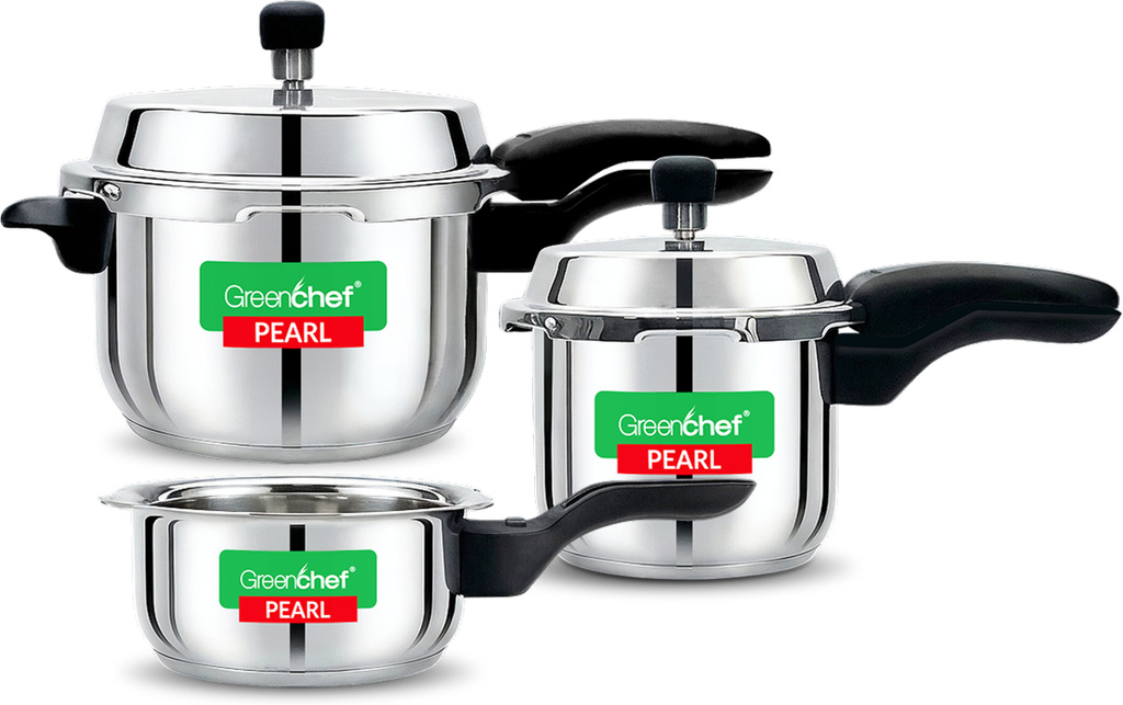 greenchef pearl special combo 2 l 3 5 l outer lid induction bottom pressure cooker