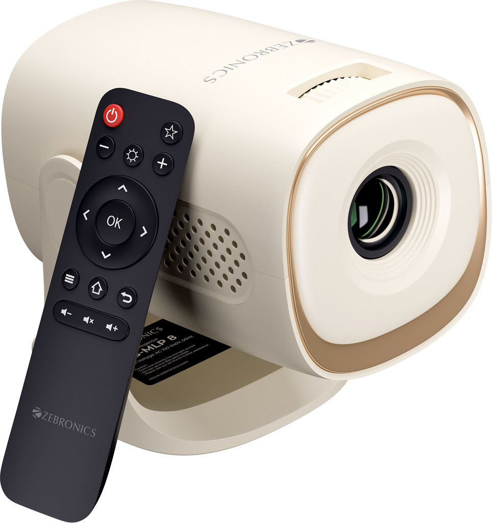 ZEBRONICS PixaPlay 72 Plus (4000 lm) Portable Smart Projector, Up to 304cm Screen, FHD 1080p Support, 4000 Lumens, Auto Keystone, 200 Tilt, 30,000h LED Lamp, Dual Band WiFi, BT v5.4, HDMI ARC, Miracast, Remote Control Projector