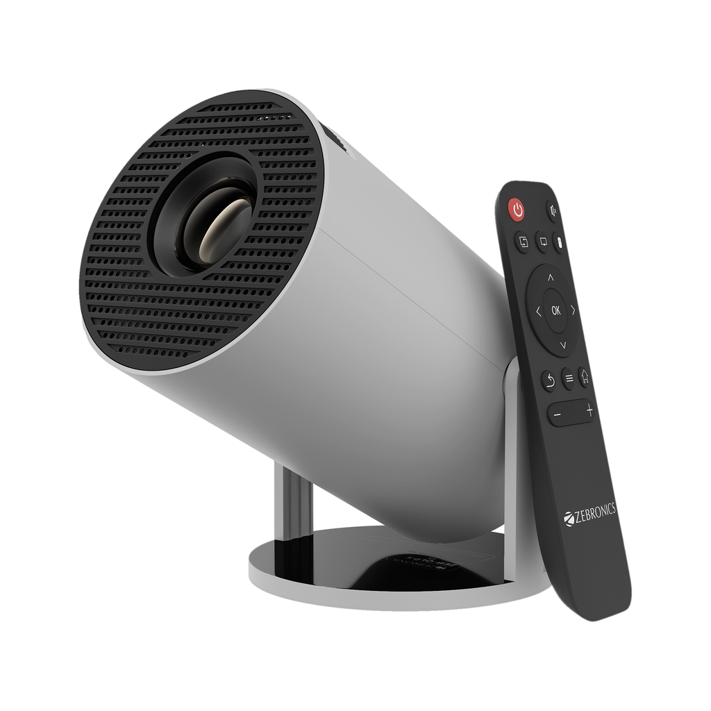 ZEBRONICS Zeb-QLP 5 [Pixaplay 73] (3700 lm) Portable 720p Native with 4K Support, OTT Apps (Netflix, PrimeVideo, Hotstar), 200-degrees Rotatable, Auto Keystone, Miracast, 3W Speaker, 130-inch Screen, WiFi|BT, Android Projector