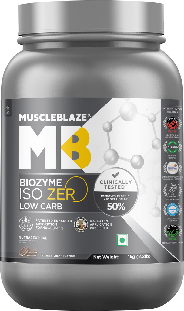 MUSCLEBLAZE Biozyme Iso-Zero, Low Carb Isolate, 27 g Per Scoop Whey Protein