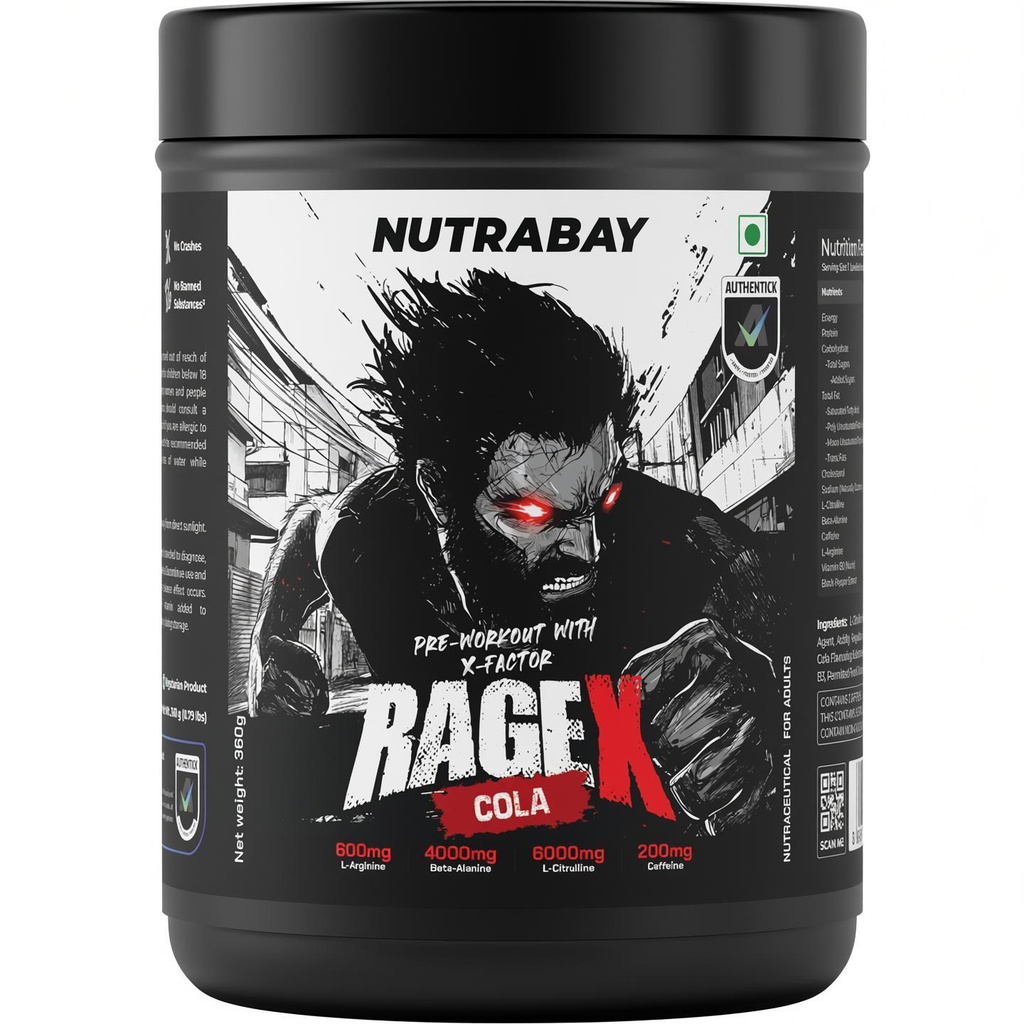 Nutrabay RageX Pre-Workout | L-Citrulline, Beta-Alanine, Caffeine Pre Workout