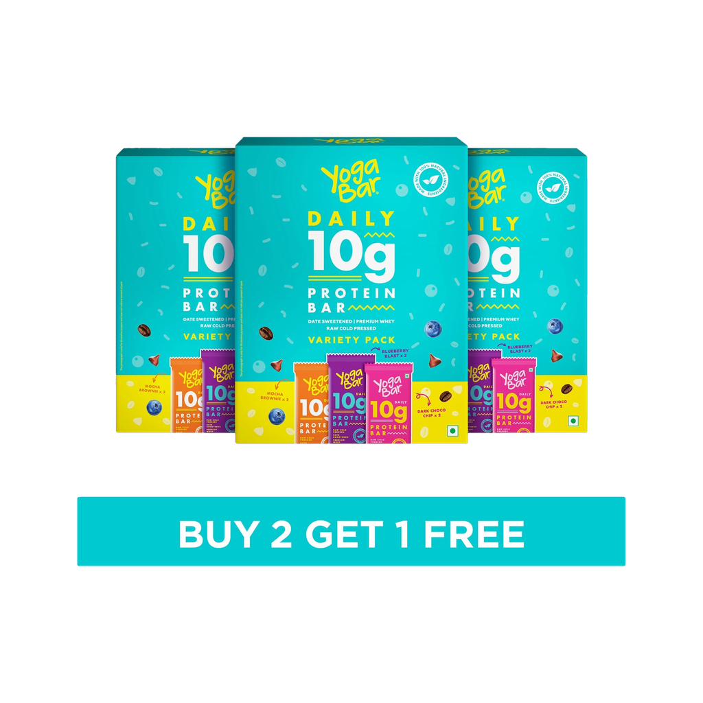 Yogabar 10 g Protein Bar Variety Pack, Gluten-Free, Healthy Snacks(Pack of 18) Protein Bars
