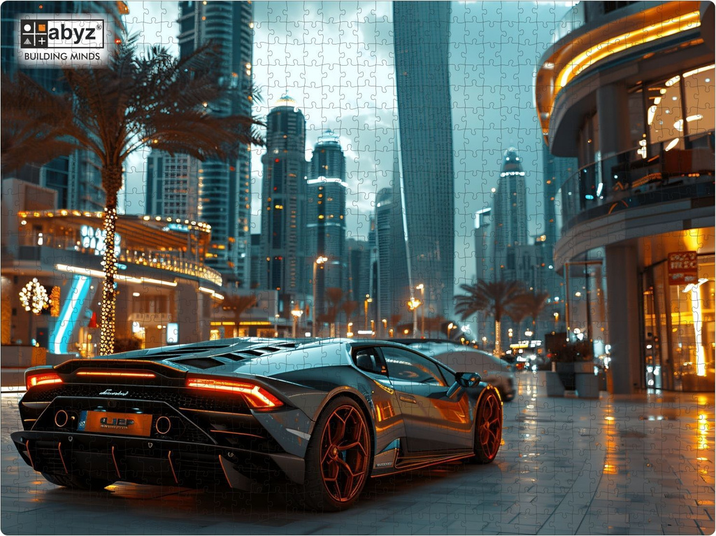 abyz midnight streets exotic car futuristic skyline wooden puzzle play learn