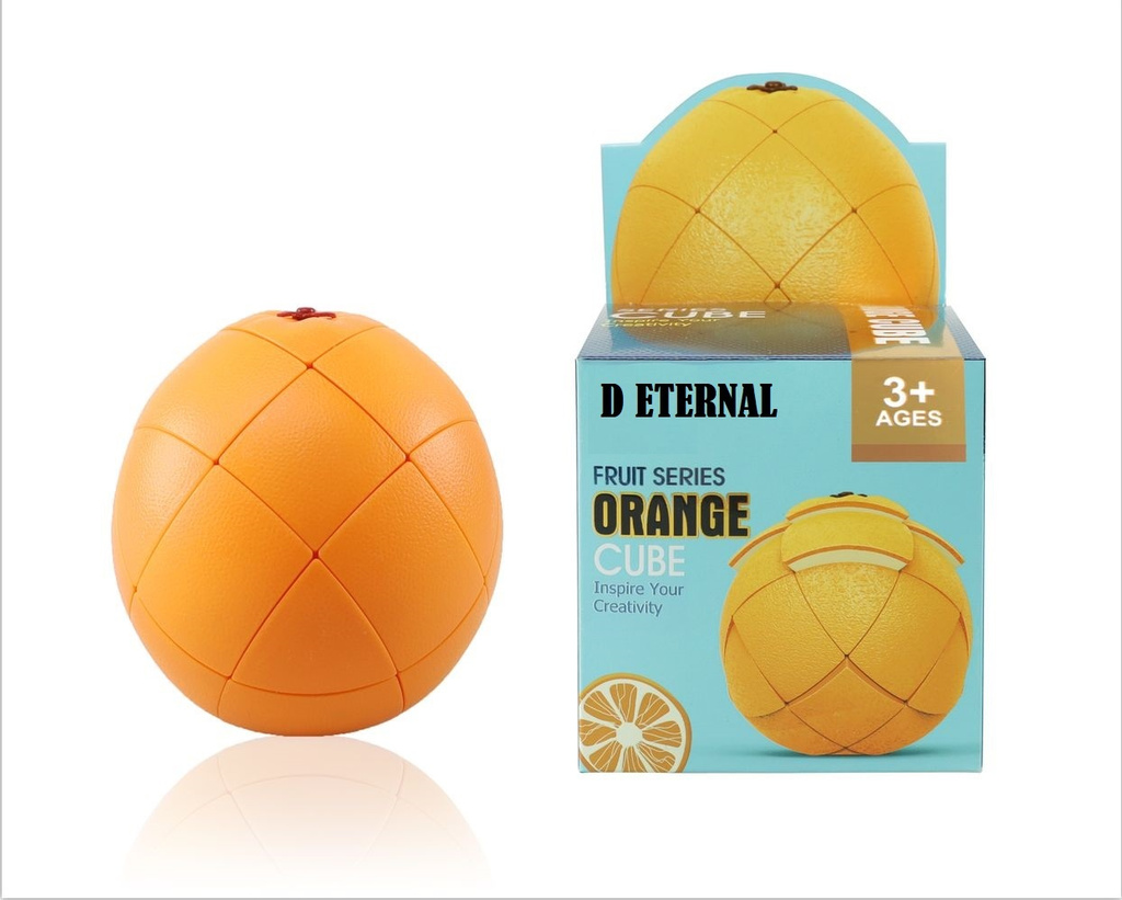 d eternal cube fruit shape stickerless 3x3 orange magic puzzle toy