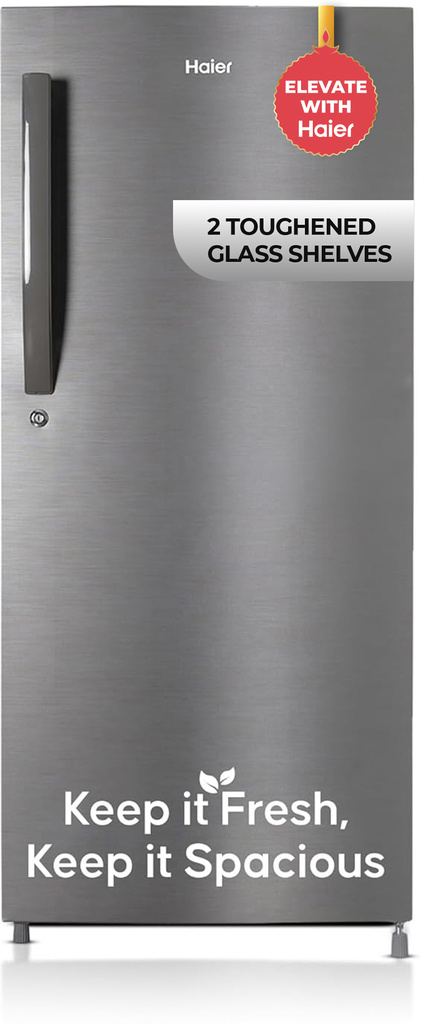 190 L Direct Cool Single Door 5 Star Refrigerator with Toughned Glass ShelfLarge Vegetable Box (DAZZLE STEEL, HED-205DS-P)