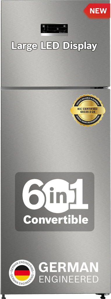 BOSCH 334 L Frost Free Double Door 2 Star Convertible Refrigerator  with Large LED Display, Inverter , VitaFresh Technology for 10 Day Freshness, Integrated Handle