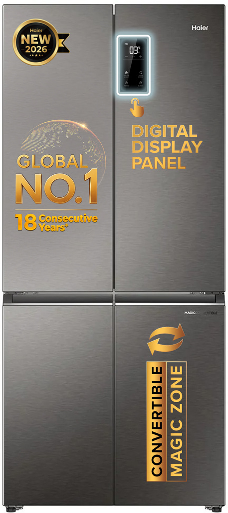 Haier 520 L Frost Free French Door Bottom Mount 3 Star Convertible Refrigerator  with Convertible Magic Zone, Inverter compressor, Digital Display Panel, Deo Fresh Technology