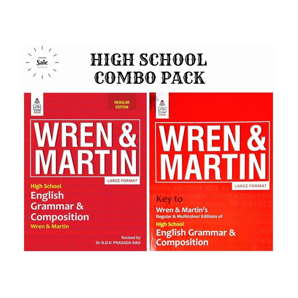 High School English Grammar And Composition (Regular Edition) With Key To High School English Grammar And Composition By Wren & Martin - 2024 Edition With New Updated Syllabus (Set Of 2 Books)