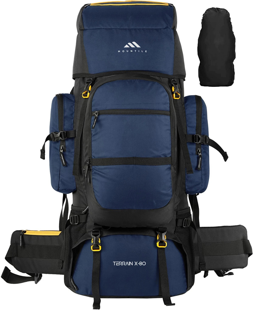 MOUNTILE TERRAIN X-80L Travel Backpack with Rain Cover Camping Trekking Bag Rucksack  - 80 L